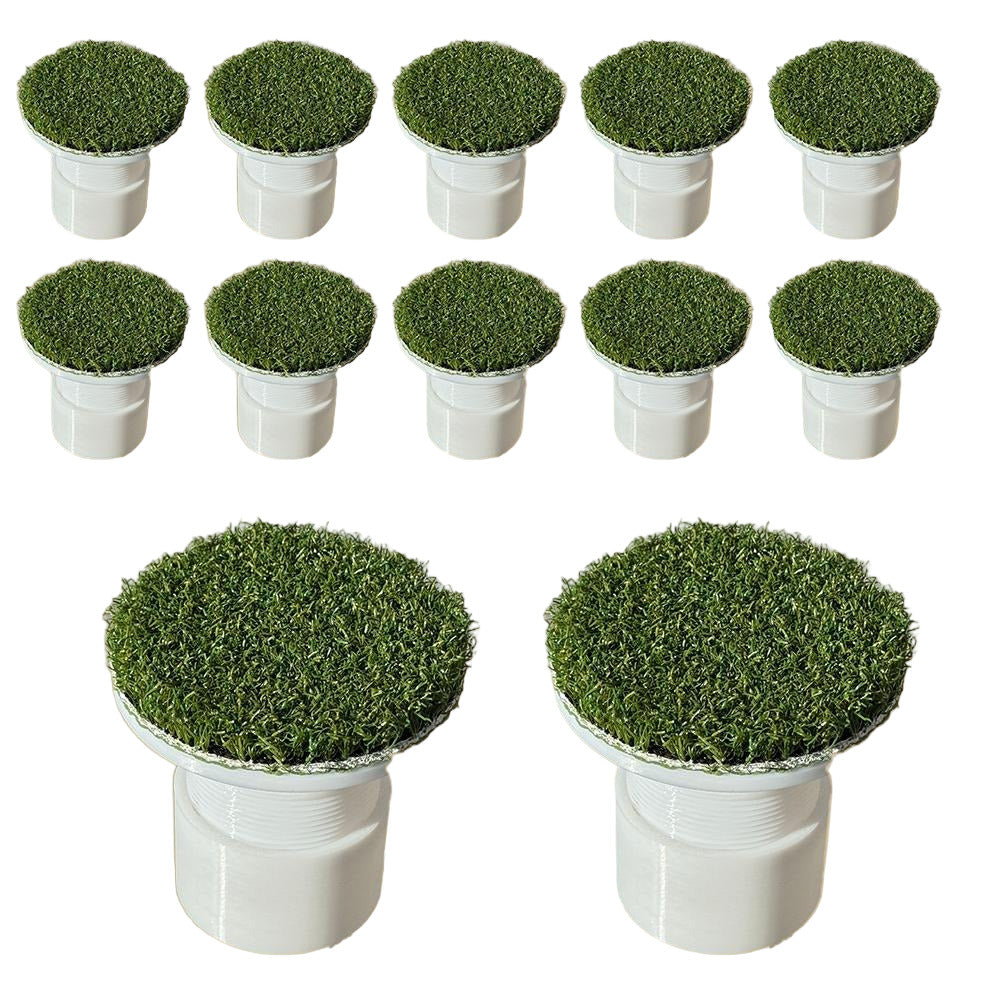12 White Adjustable Golf Cup Inserts With SYNLawn Precision Putt Tri glued to the top