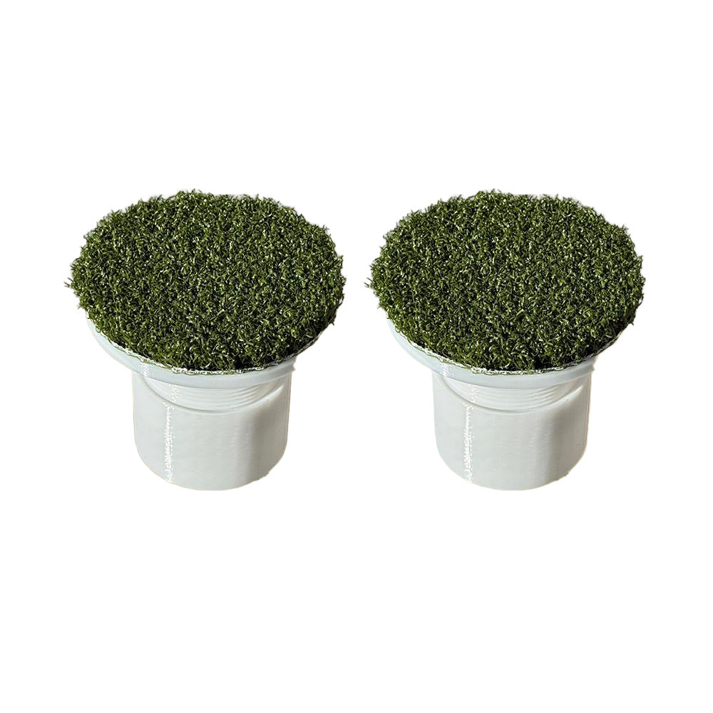 2 White Adjustable Golf Inserts with SYNLawn Standard Precision Putt turf glued tot the top