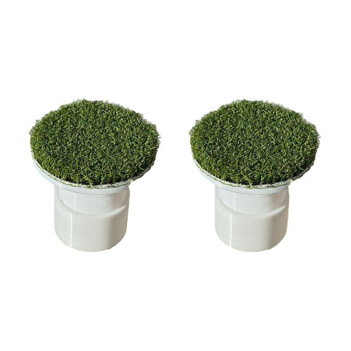 2 white Golf Cup Inserts with Precision Putt Tri on top on white background