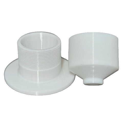 2 piece white adjustable golf cup insert no turf in 2 pieces on white background