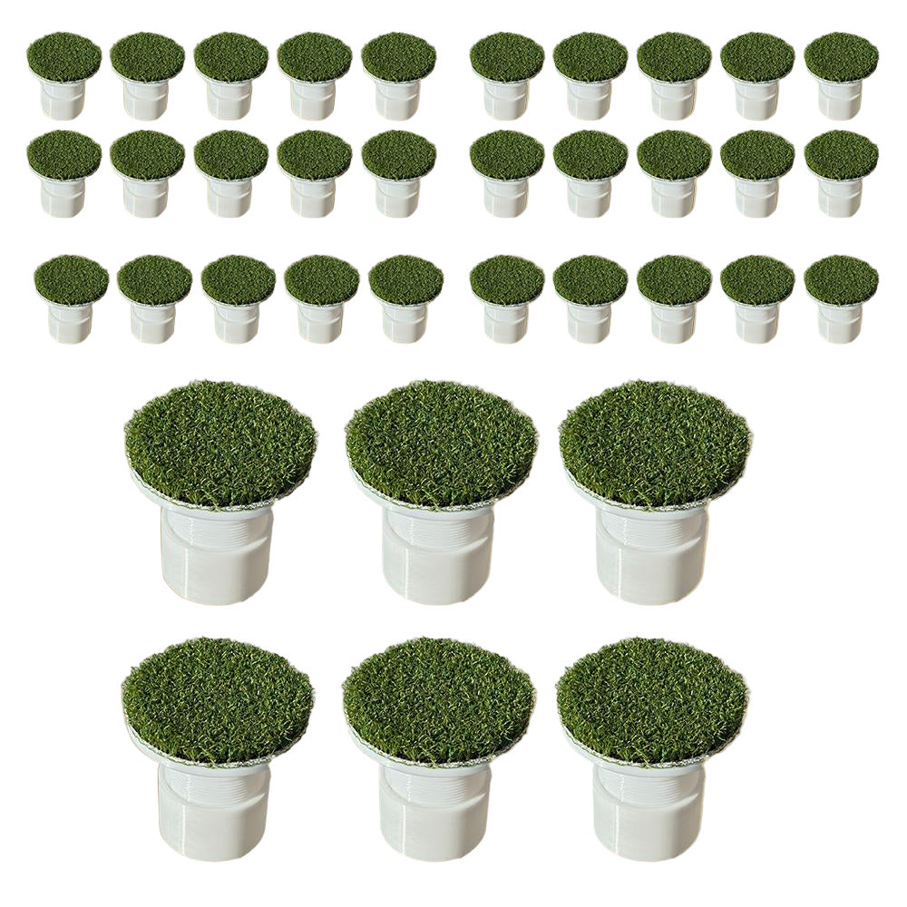 36 White Adjustable Golf Cup Inserts With SYNLawn Precision Putt Tri glued to the top