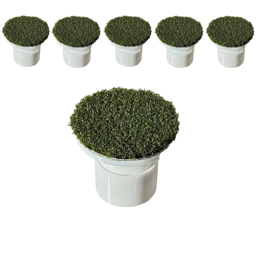 6 White Adjustable Golf Inserts with SYNLawn Standard Precision Putt turf glued to the top