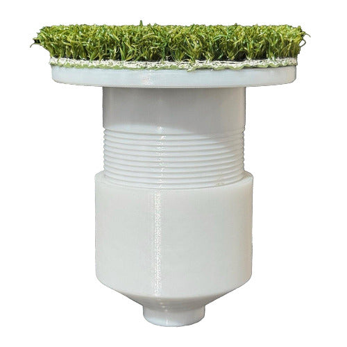 White Adjustable Golf Cup Insert with Tri Turf on white background
